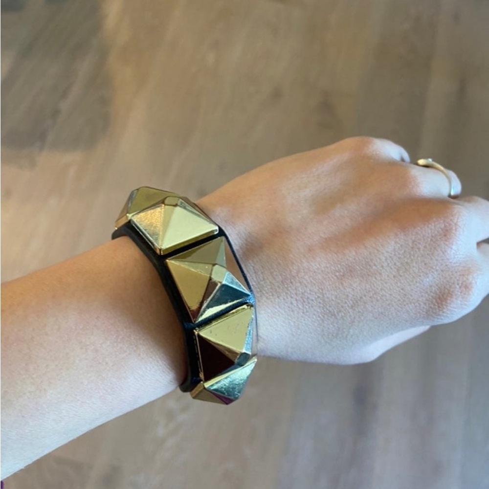Gold and Black Pyramid Stud Bracelet